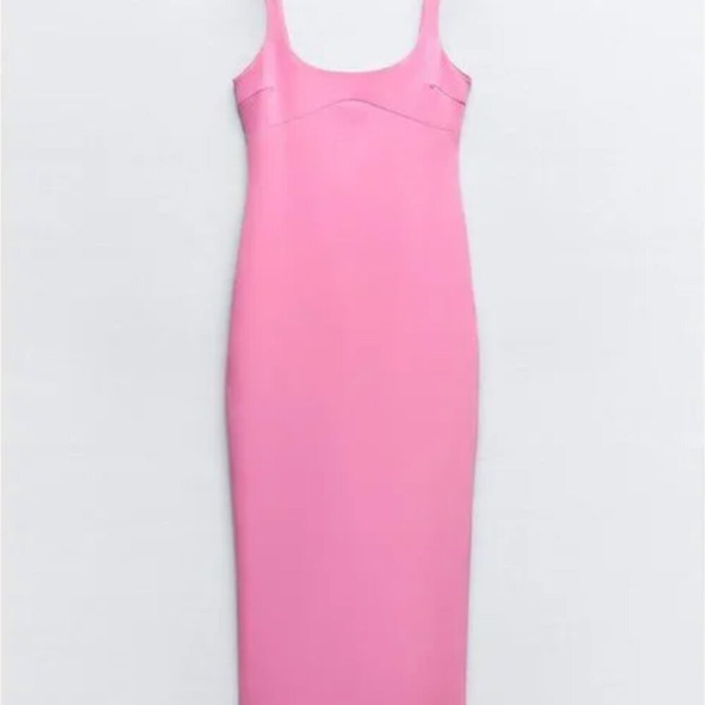 Zara Fitted Midi Pink Size S NWT